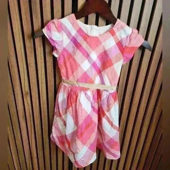 Gymboree Girls' Plaid Dress with Gold Belt- Size 7 - Picture 2 of 6